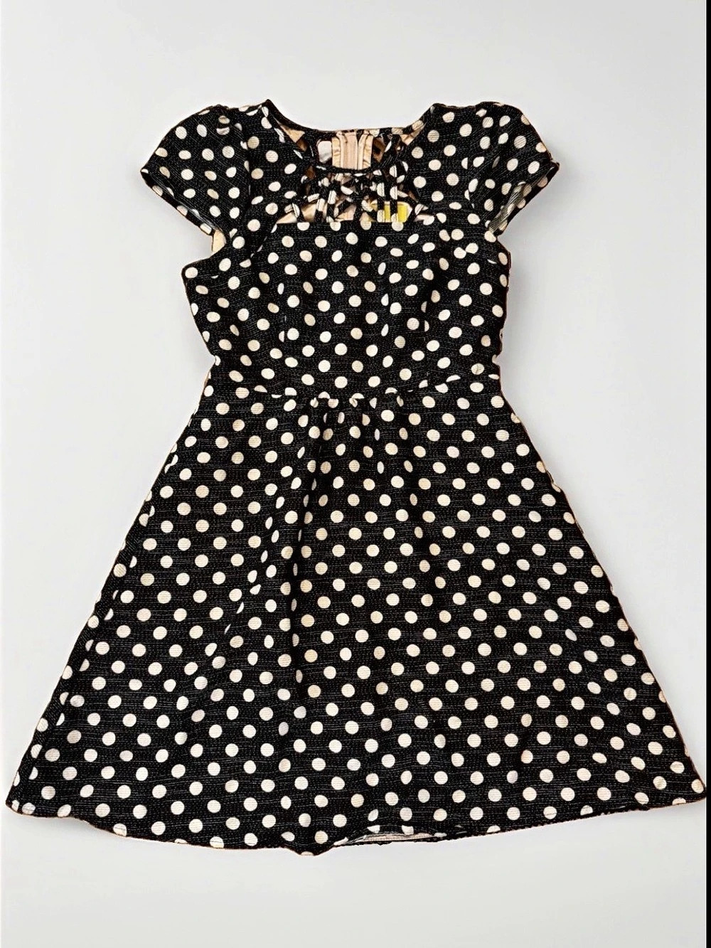 Anthropologie Maeve Nicola Fit Flare Polka Dot Lattice Dress Size 0